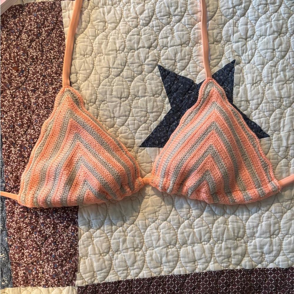 Striped Triangle Bikini Top